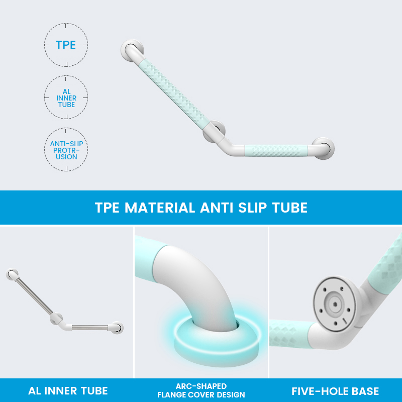 Professional SUS 304 Angled Grab Bar for Mobility & Bathroom Transfer