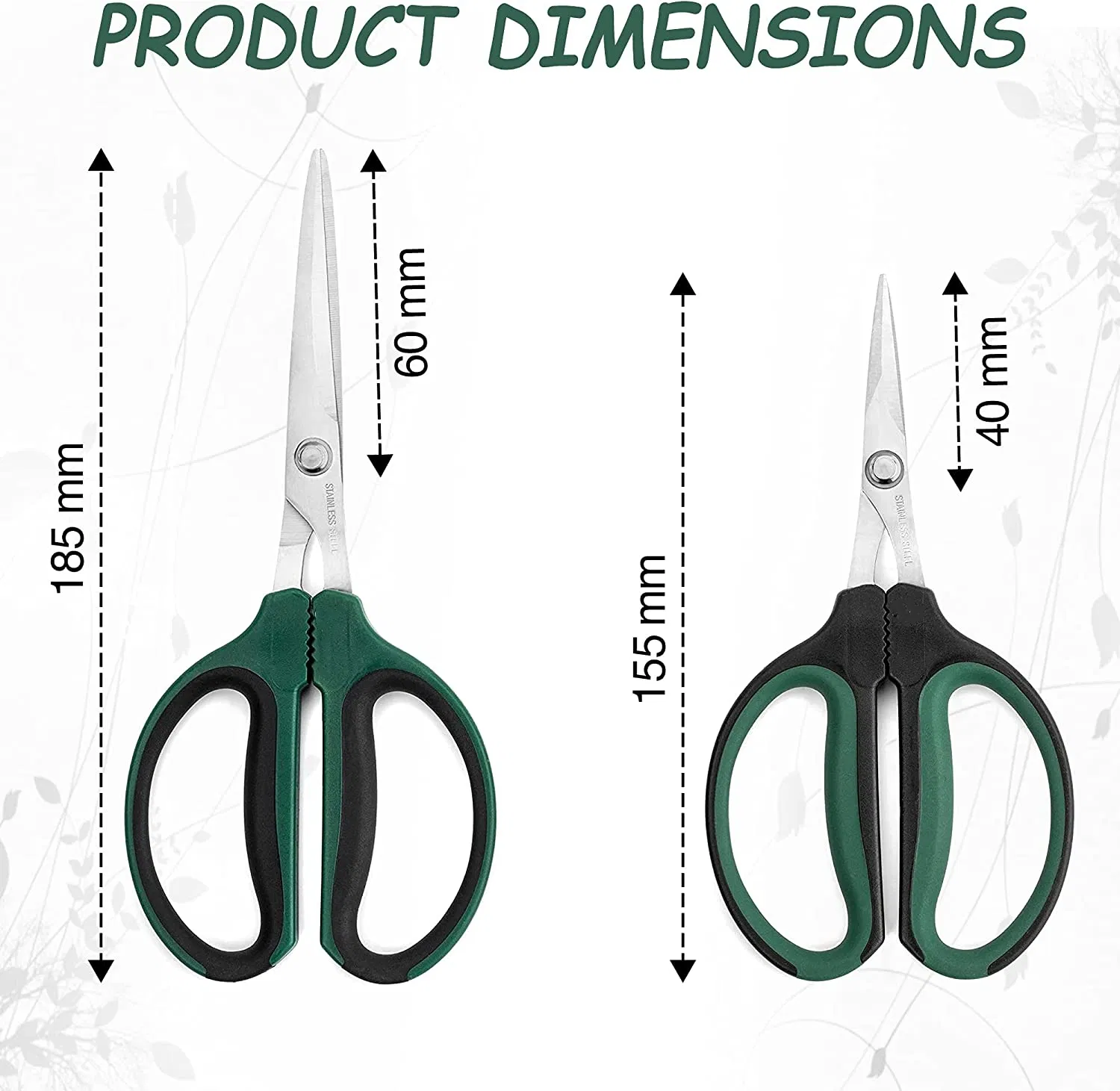 Stainless Steel Garden Bonsai Pruning Shears with 60mm Straight Blade Pruning Scissors