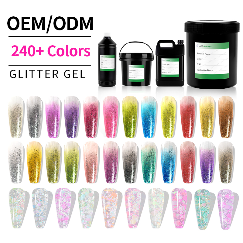 R S Nail Popular 240 Color Glitter Gel 1kg Bulk Gel Polish Manicure Nail Adhesive Glue