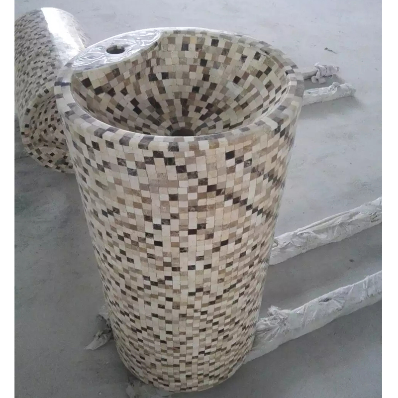 Marble Mosaic Design Pedestal Wash Basin