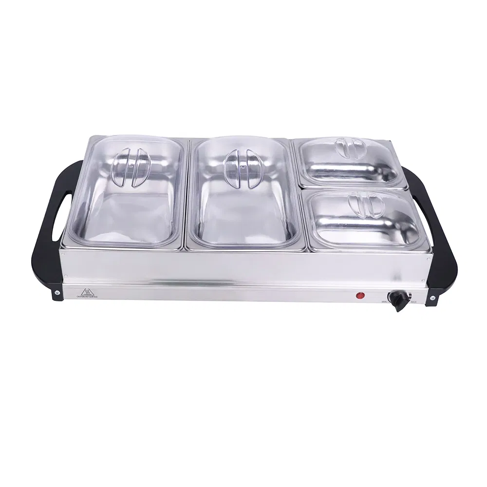 Rectangular Stainless Steel Buffet Stove, Thickened, Hotel Restaurant Electric Heating, Visible Flip Cover