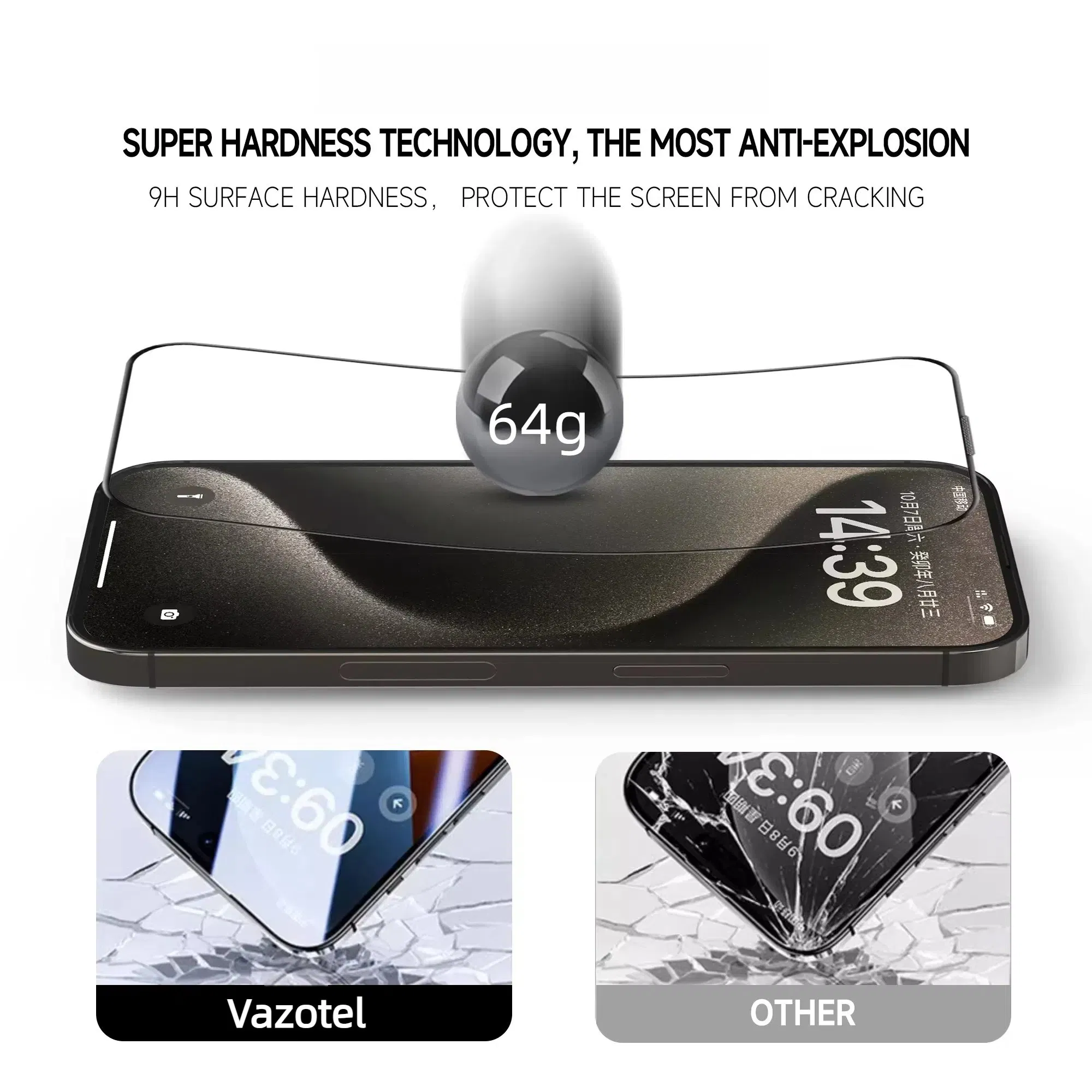 Защитное стекло Vazotel для iPhone 13-17, 3X Strong, без пыли