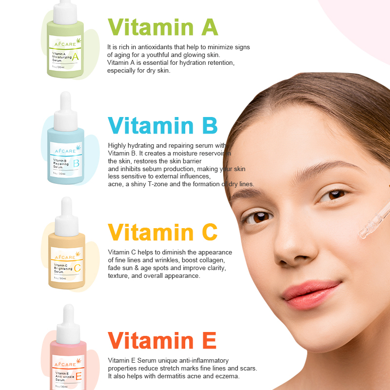 Private Custom Logo MSDS Nature Organic Vitamin Face Serum with Niacinamide Brightening Anti Aging Facial Serum Kit