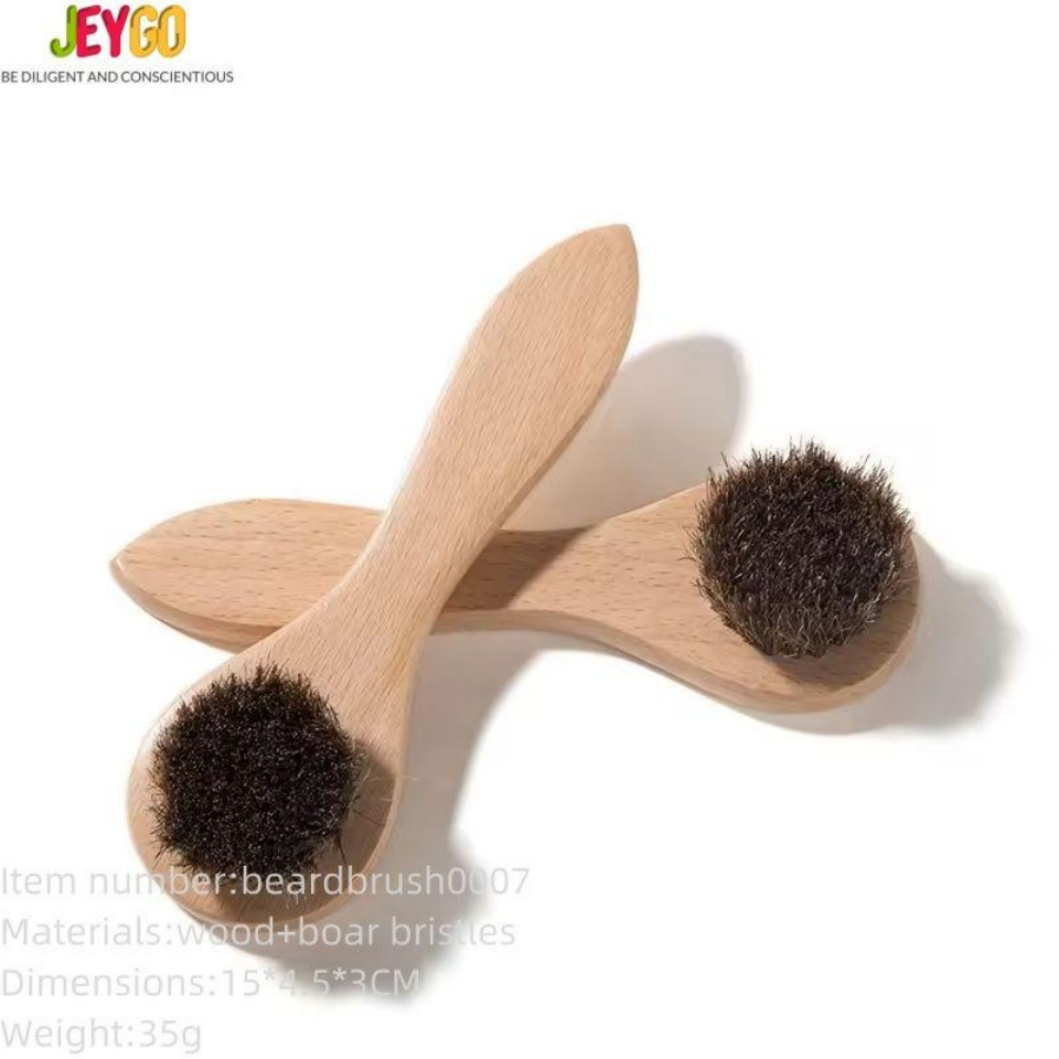 Long-Handled Natural Eco-Friendly Wooden Men's Facial Beard Cleaning Brush
