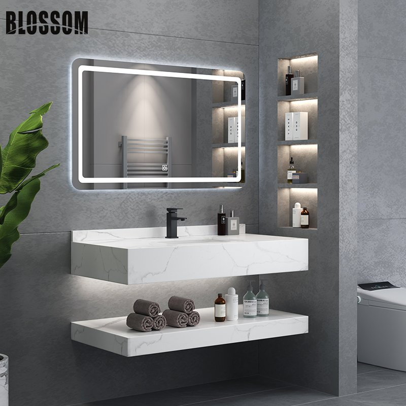 Каменная раковина для ванной с тумбой, настенная