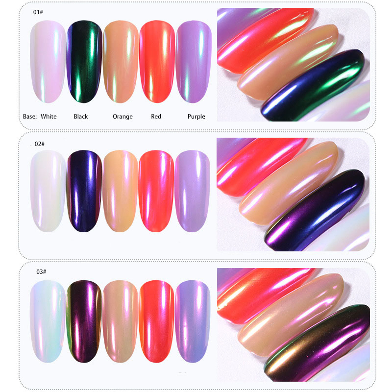 Wholesale High Grade Colorful Rainbow Chrome Pigment Nail Aurora Neon Powder