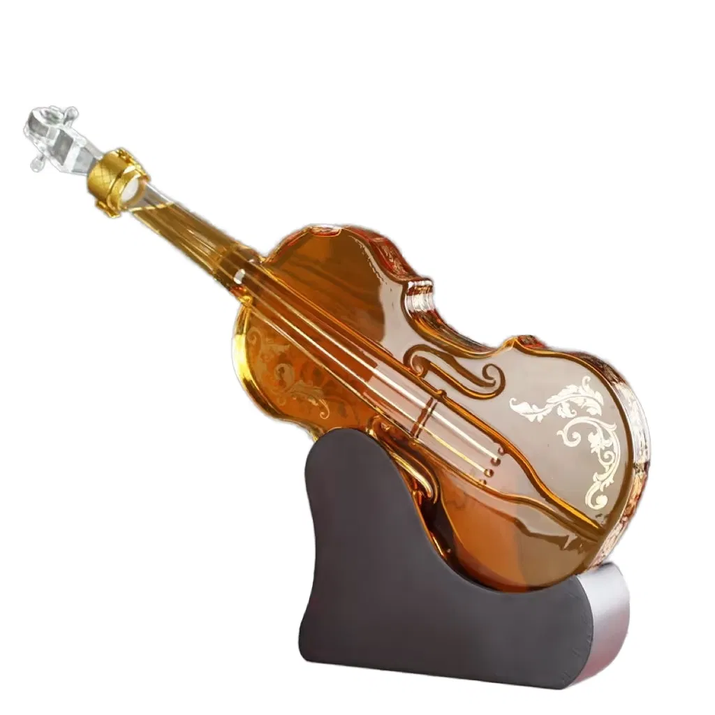 Hot Sales Customized 1000 Ml Glass Violin Decanter Violin Bottle