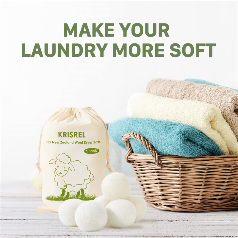 Factory Wholesale 6 Pack Eco Friendly Laundry Wool Felt Dryer Balls with Cotton Bag