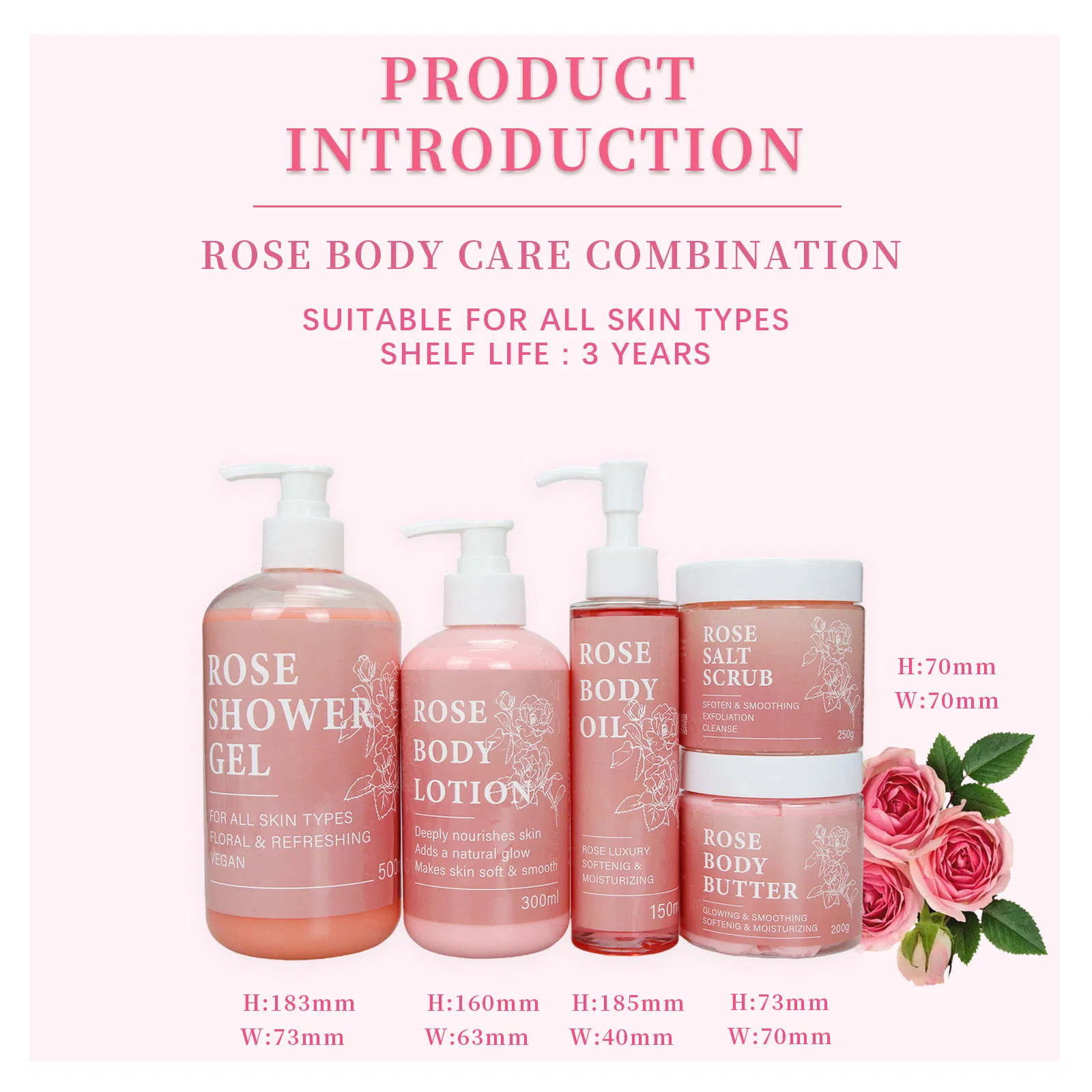 Beauty Cosmetics Body Care Five-Piece Set Moisturizing Hydrating Rose Body Care Set