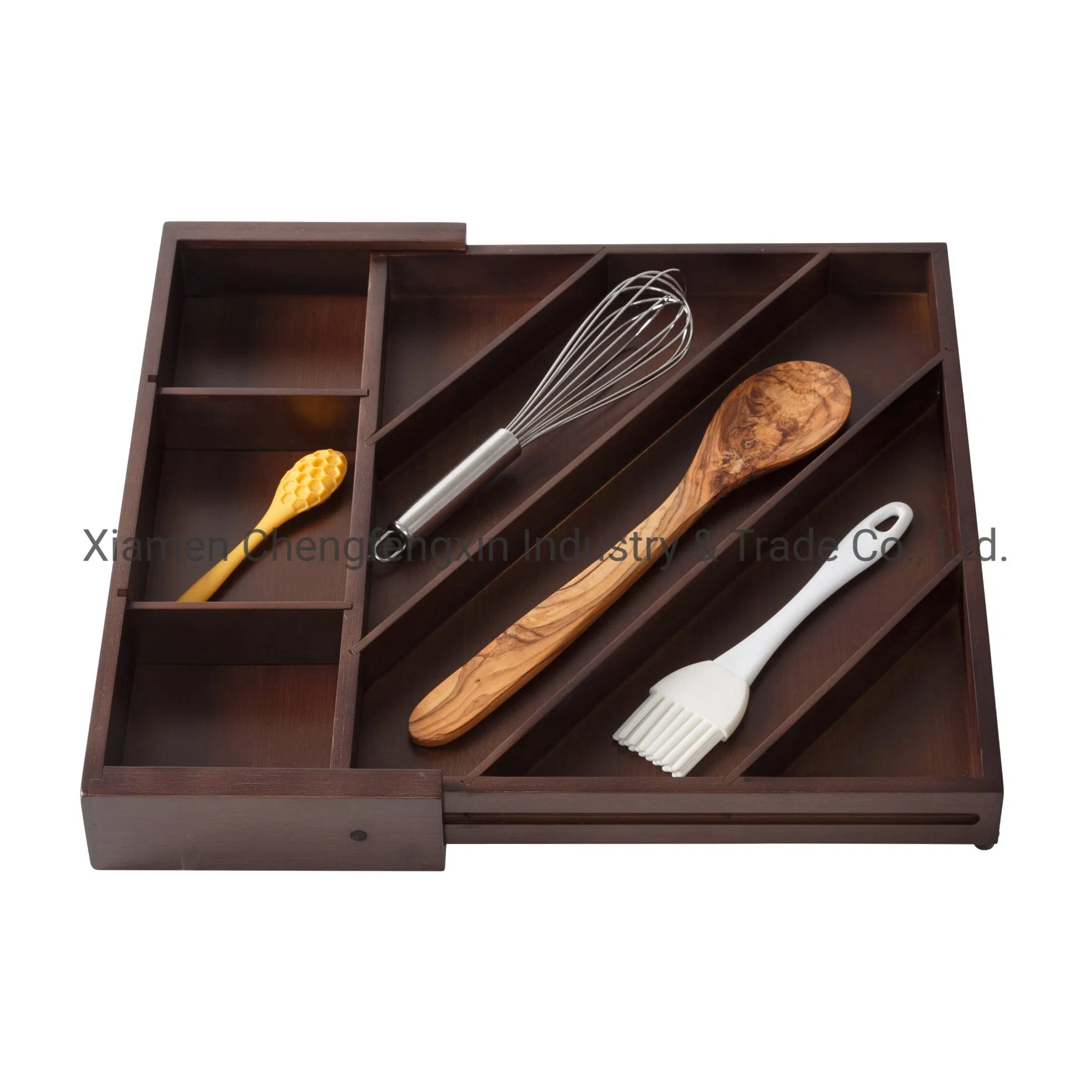 Elegant Bamboo Drawer Organizer with Stylish Walnut Dividers