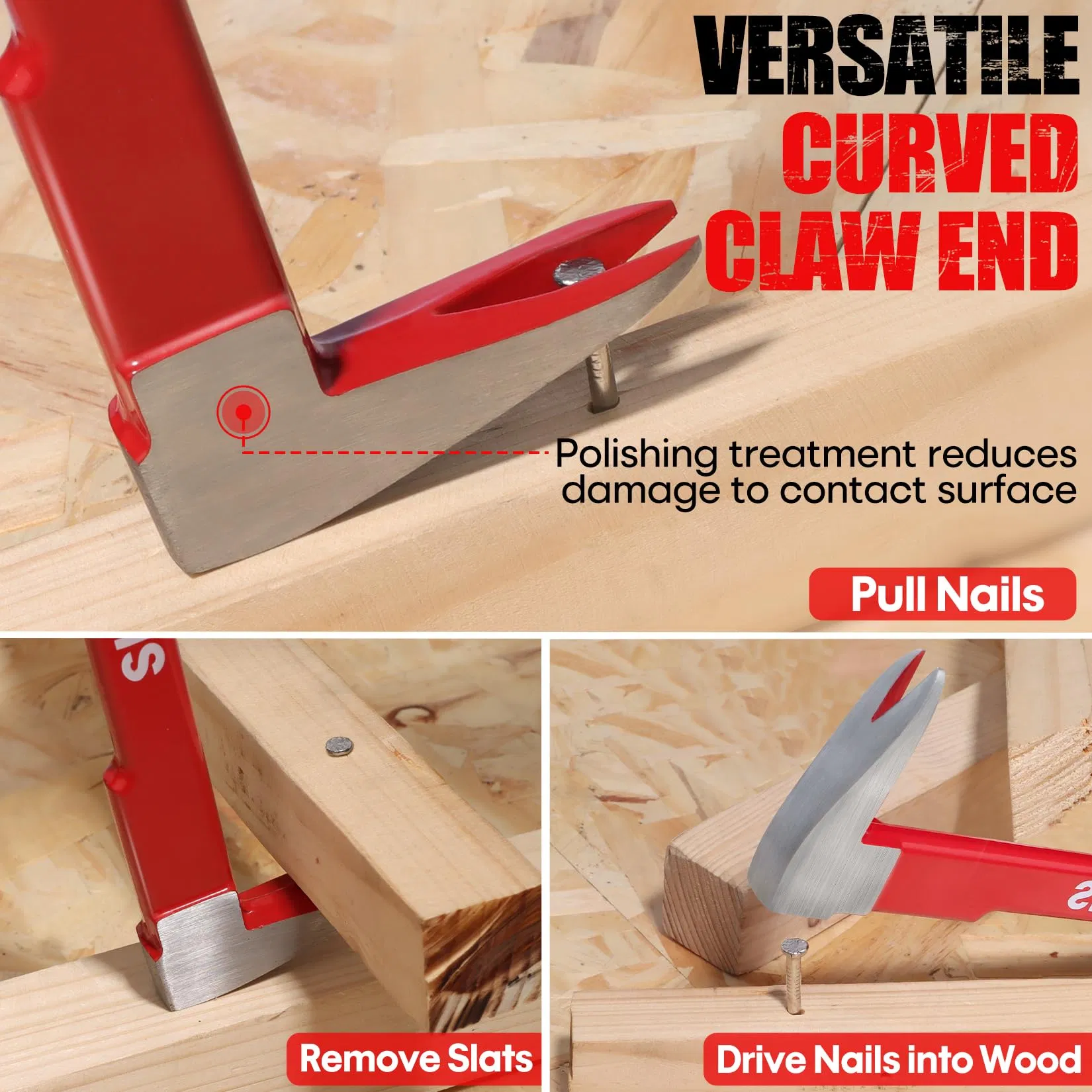 3-Piece Nail Puller Tool Set, 12"10" 8" Heavy Duty & Mini Cats Paw Pry Bar High Carbon Steel Crowbar Tool for Home Remoldling