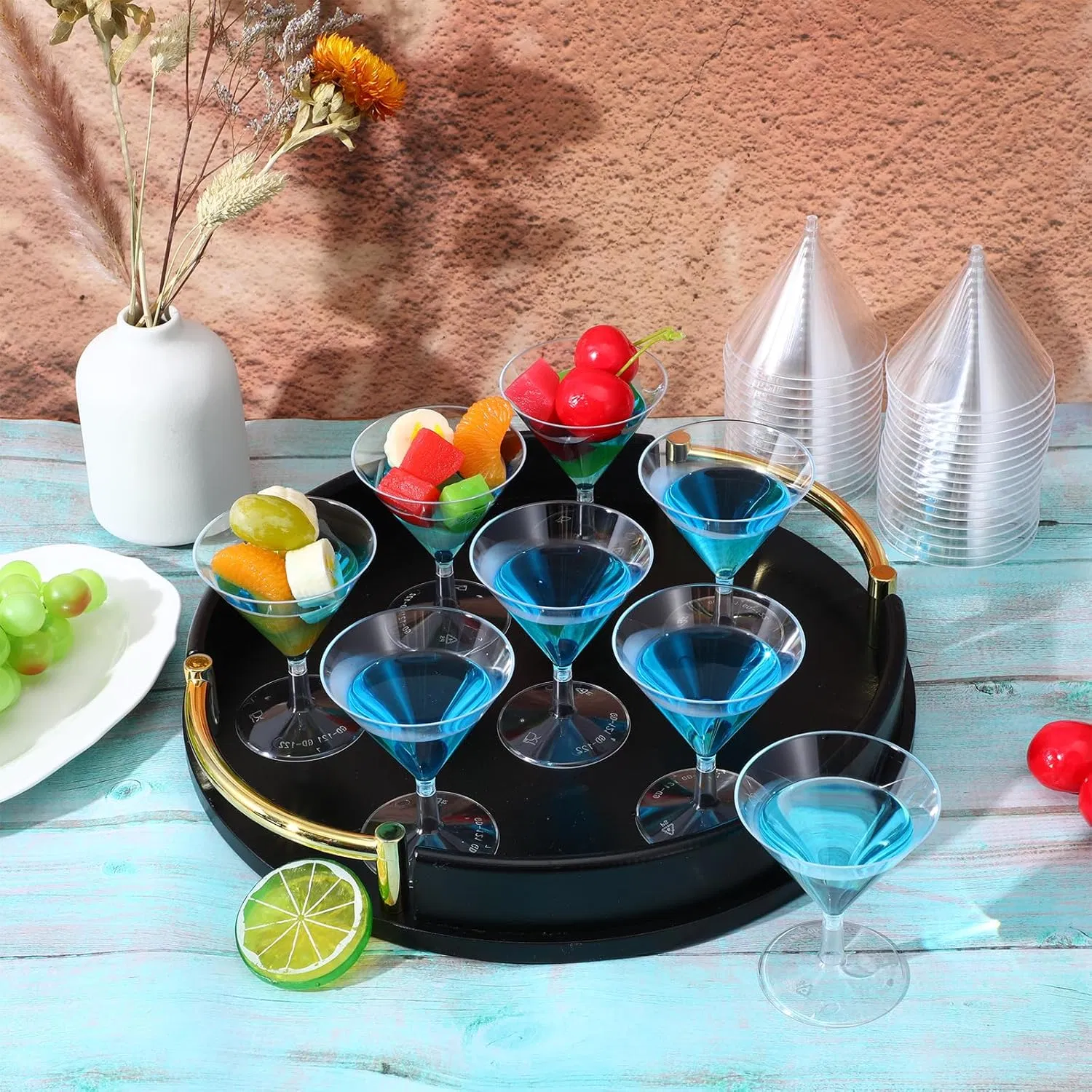 Plastic Martini Glasses Disposable Clear Cocktail Dessert Parfait Glasses