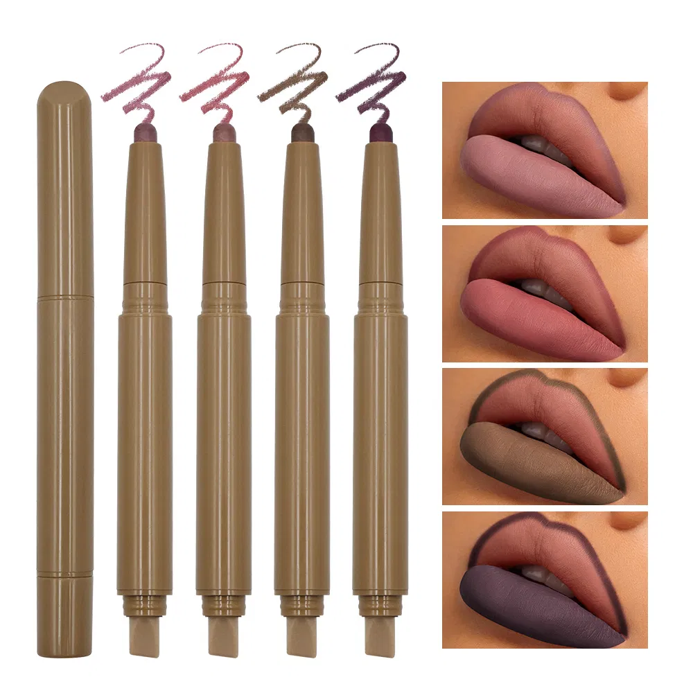 Wholesale Makeup Peptide Lipliner Contouring Plump Lip Liner Custom Logo Retractable Vegan Creamy Brown Lip Liner