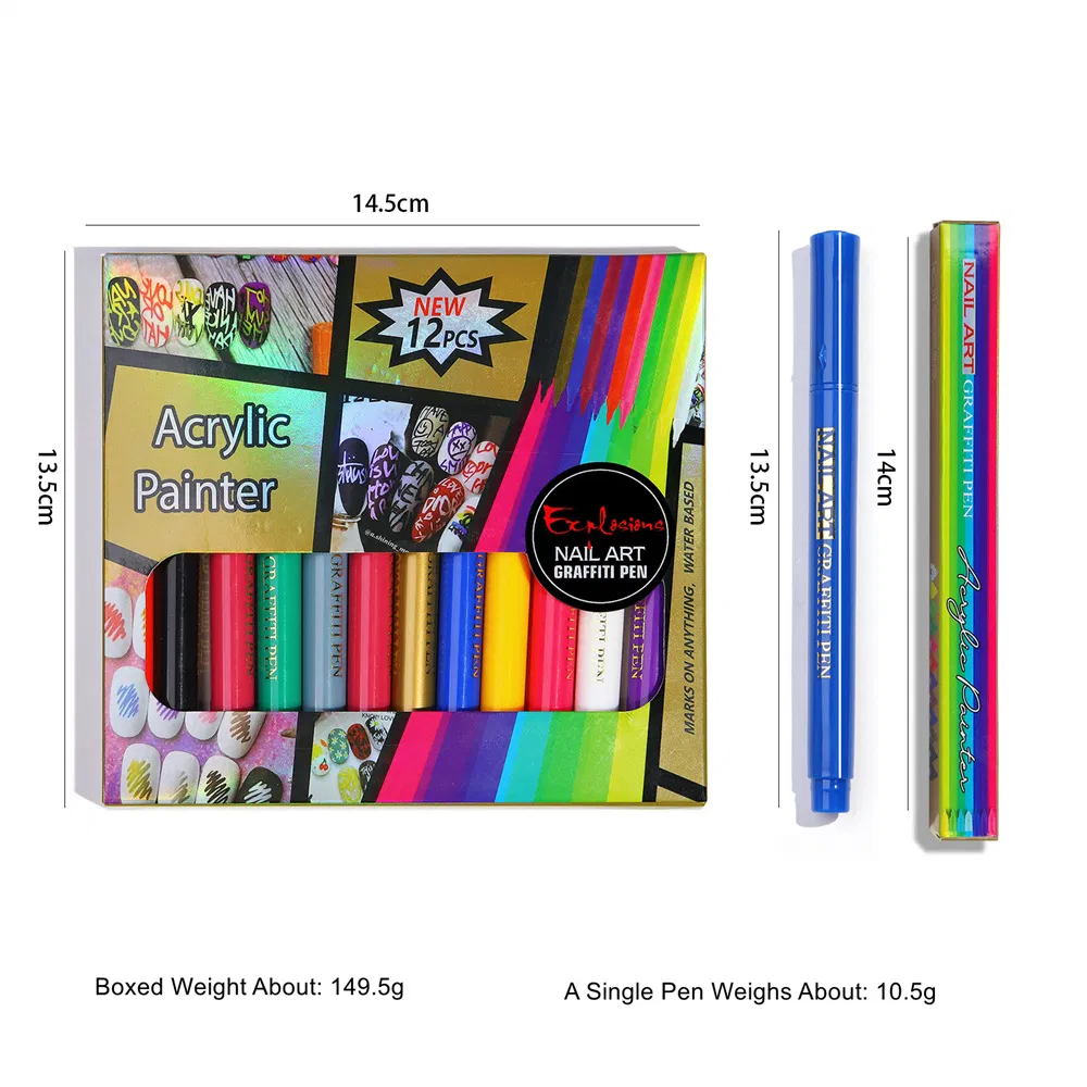 New Product Manicure One Step Glue Three in One Easy to Color Painting Pen Dizzy Pen Tracing Nail Point Flower Pen Hook Line Pen