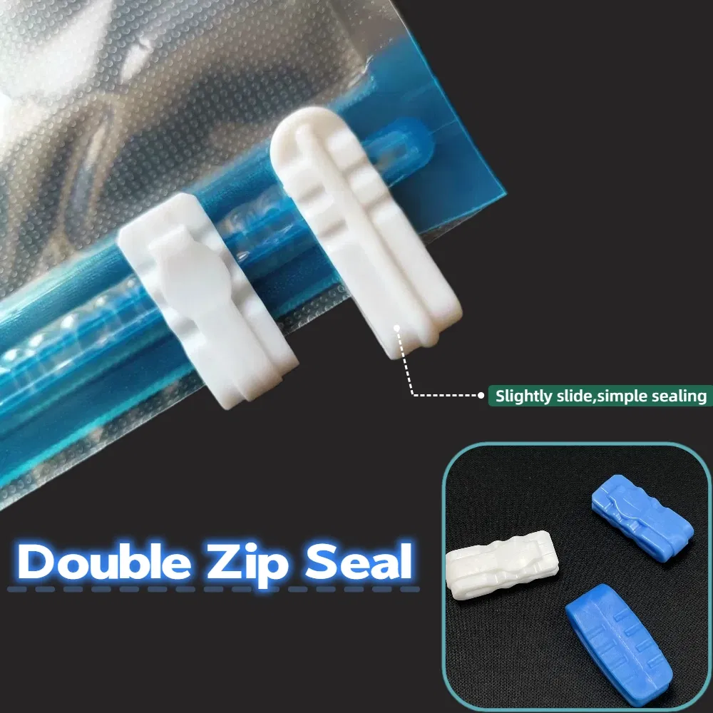 Custom Blue White Plastic PA PE Slider Seal Clips for Vacuum Storage Bags