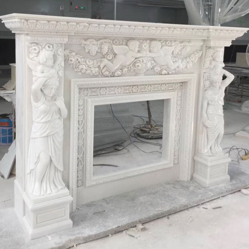 Large Sculpture French Marble Stone Fireplace Marble Antique Fireplace