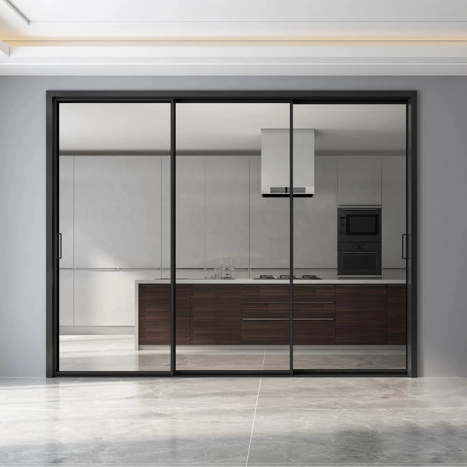 Алюминиевая раздвижная дверь для душа Slim Frame