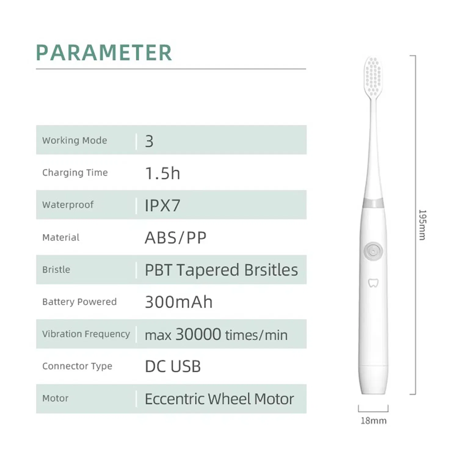 Professional Smart Sonic Ipx7 Waterproof Adult Electric Toothbrush