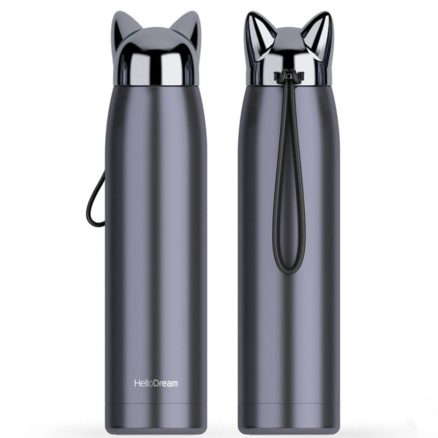 11 Oz. Stainless Steel Fox Shape Vacuum Bottle with Strap