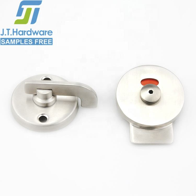 Commercial Satin Stainless Steel Turn Round Plate Green Red Washroom Cubicle Partition Indication Toilet Door Lock