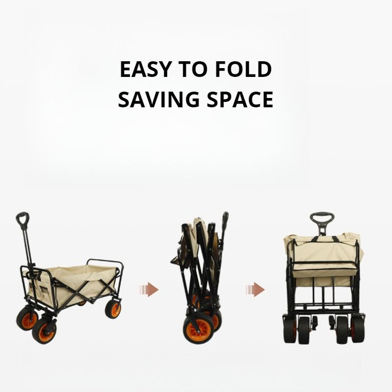 Folding Metal 8 Inch Wheels Enlarged Volume Outdoor Supermarket Hand Tool Camping Trolley Cart off-Road Wheel Version White