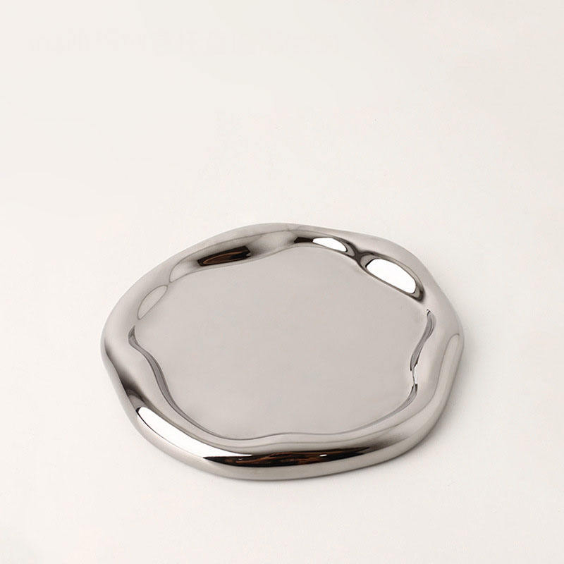 high Quality Tray Luxury Irregular Ceramic Ornaments Splashed Decorative Dessert Plate