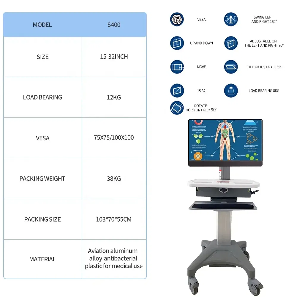 OEM Medical Trolley Can Be Lifted and Lowered Electrically