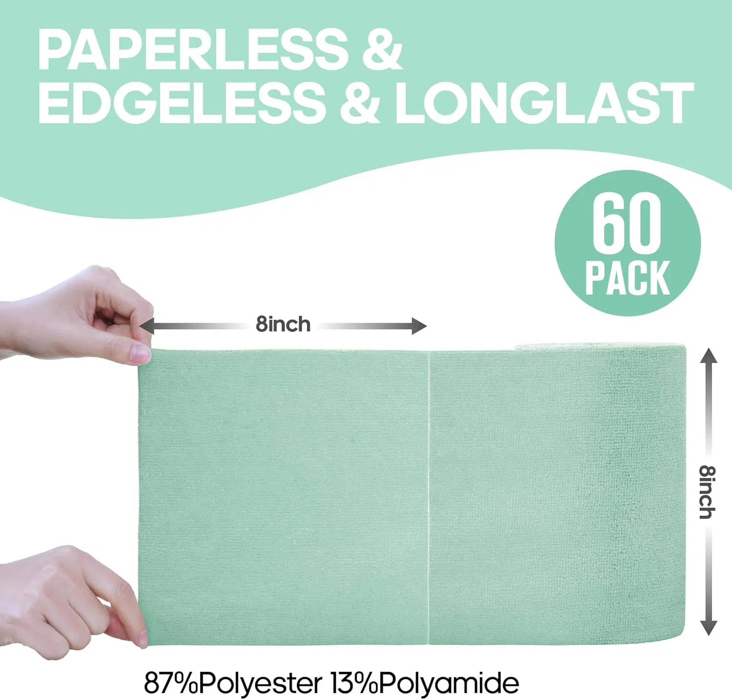 60pack 8X8 Inch Microfiber Roll Towels Tear-Away Paperless Towels Easy Use Reusable Washable Cloths for Pet Hair Cleaning