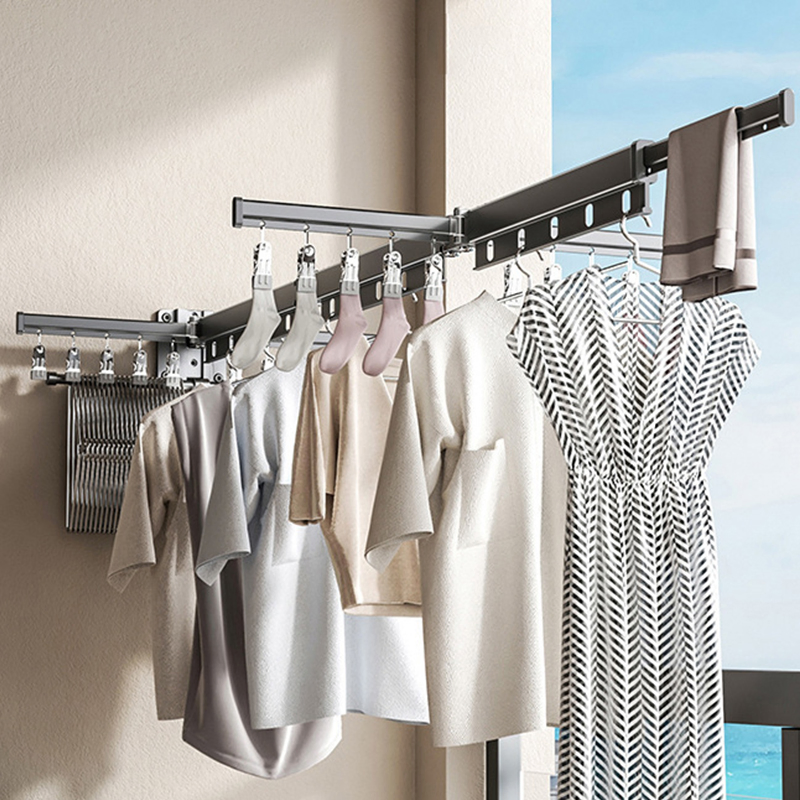 Hot Selling Retractable Collapsible Vertical Telescope Foldable Clothes Drying Rack Rod for Balcony