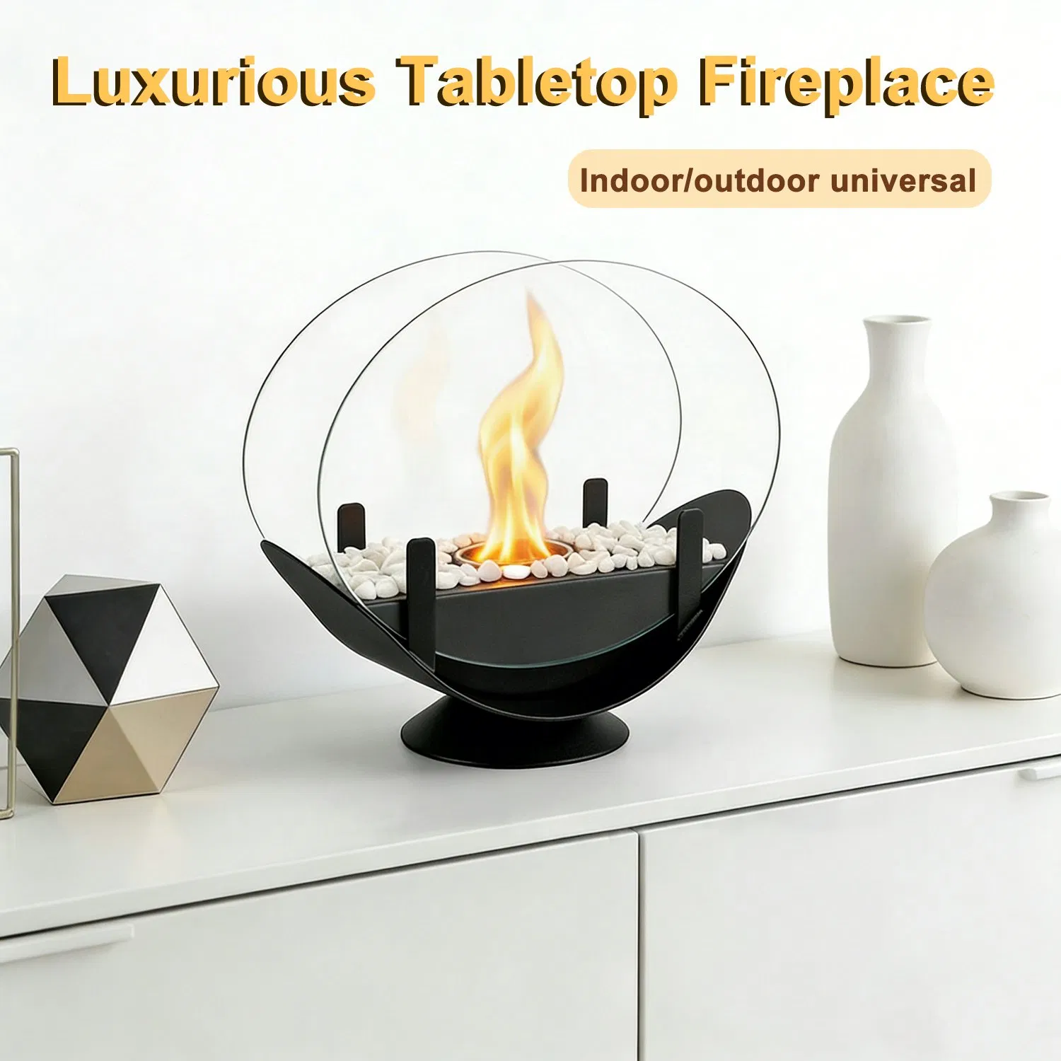 Indoor & Outdoor Alcohol Fireplace Freestanding Coffee Tabletop Fireplace Portable Smokeless Ethanol Fire Pit