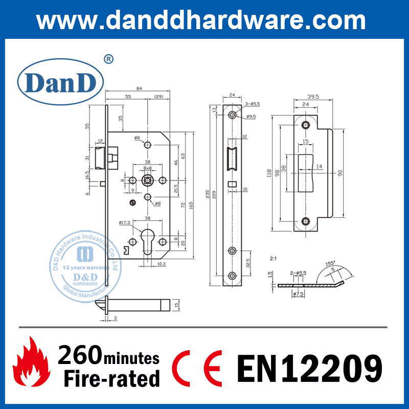 Euro SUS304 Building Hardware Classroom Commercial Door Accessories Lock Key Safe Lock