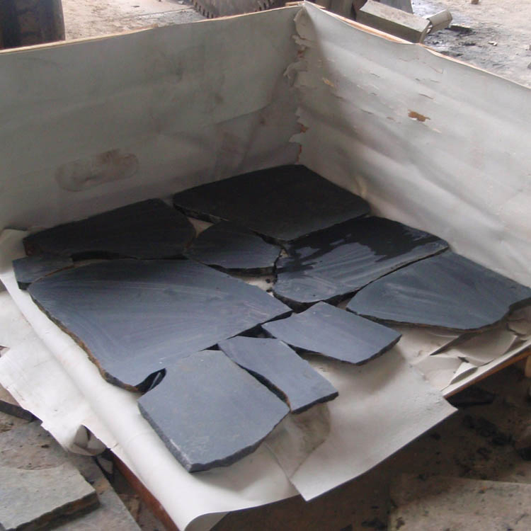 Flamed/Bush-Hammered/Honed Black Basalt Crazy Paving Stone for Backyard Pavers