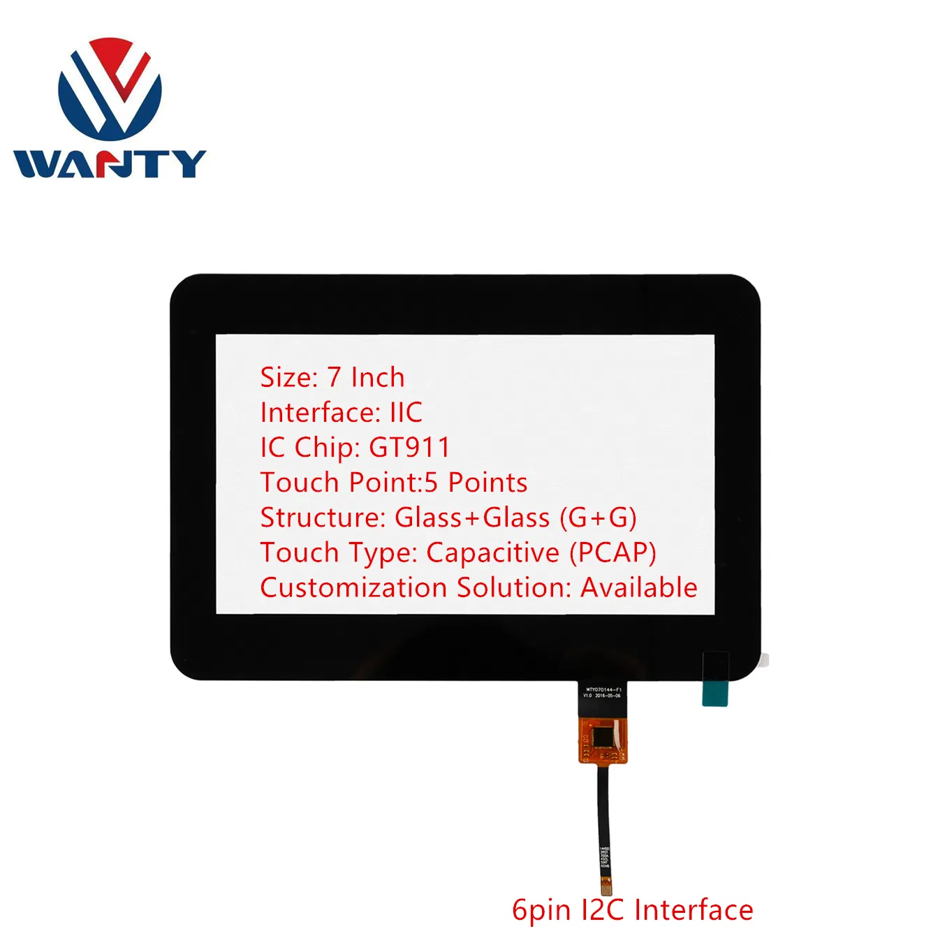 Factory sale 7 Inch IIC Projected Capacitive Touch Panel