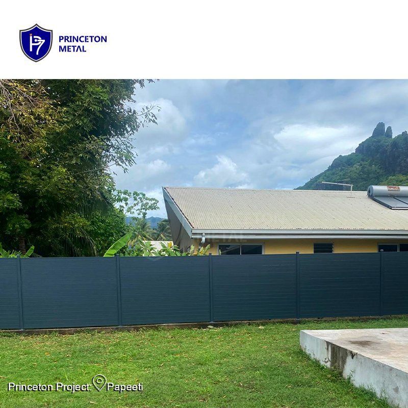 Powder Coated Decorative Metal Black Whole Privacy Aluminum Horizontal Slat Fence