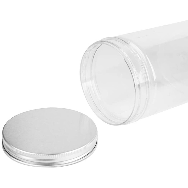 Hot Sale Clear Pet Plastic Jars with Silver Aluminum Lids for Food & Home Storage