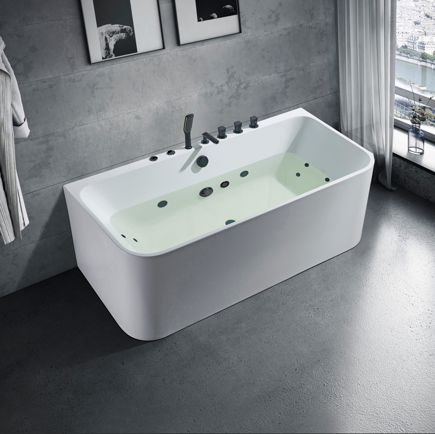 Угловая массажная ванна с гидронасосом и пузырьками воздуха