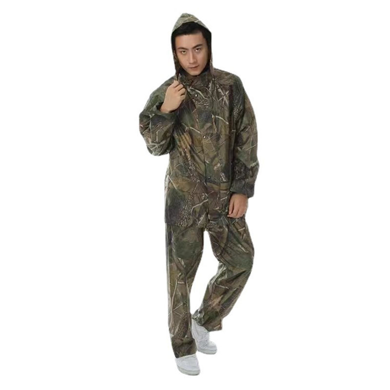 Outdoor Rescue Leaf Camo Rain Set, All-Round Waterproof Windproof, Quick-Wear Zipper Design, Disaster Area Relief Worker Rainwear