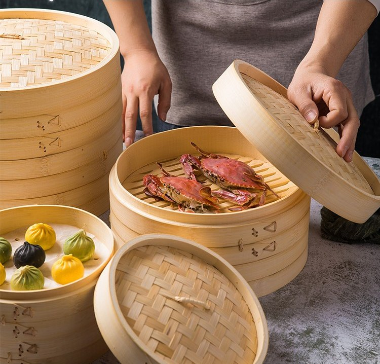 Kitchen Cookware Natural Mini Bamboo Steamer/Basket