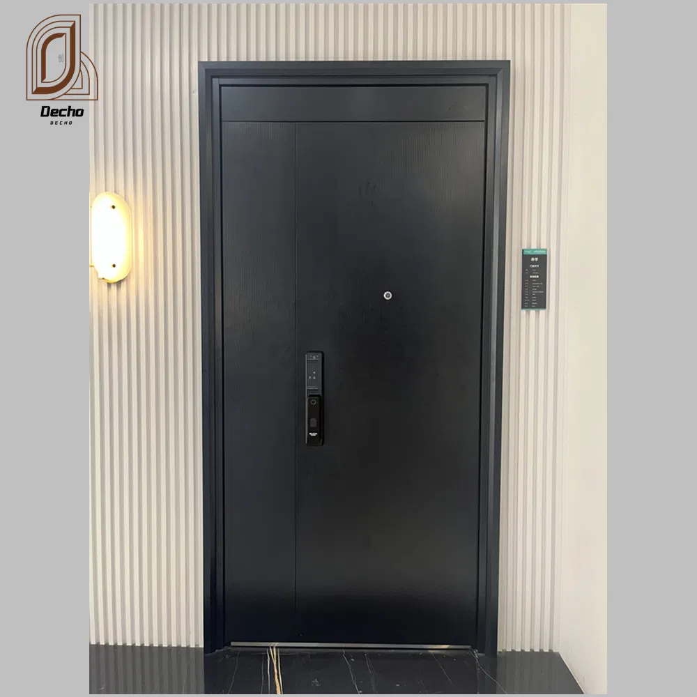 High Quality Modern Design Grey Powder Coated Main Security Entrance Steel Door for Apartment