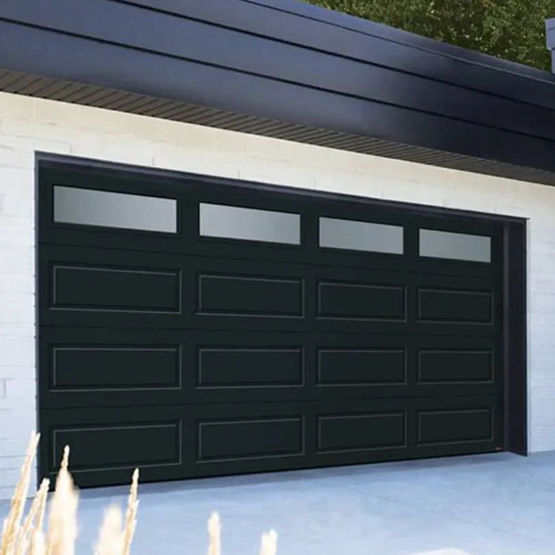 China Factory Custom Remote Control Automatic Garage Door Modern Design Black Color Aluminum Garage Doors