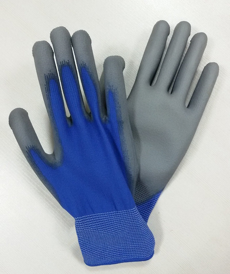 Grey PU Palm Coated Safety Work Gloves