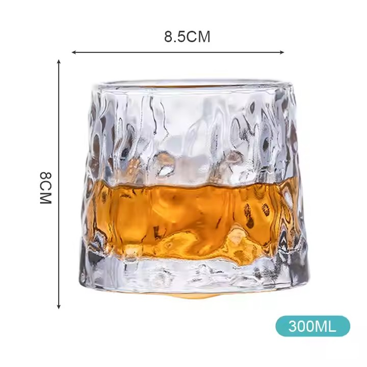 Custom Delicate Embossed Glass Wine Cups Rotatable Design for Events and Gifts