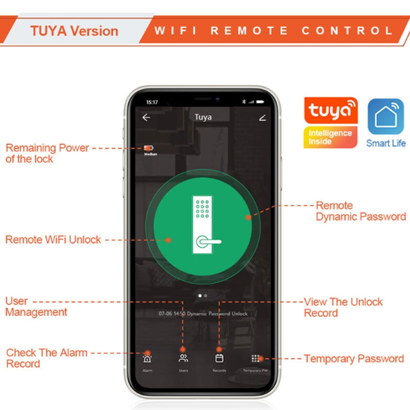 Factory Price Bluetooth Smart Lock Fingerprint Password Code Card Tuya APP Remote Control Fingerprint Door Lock