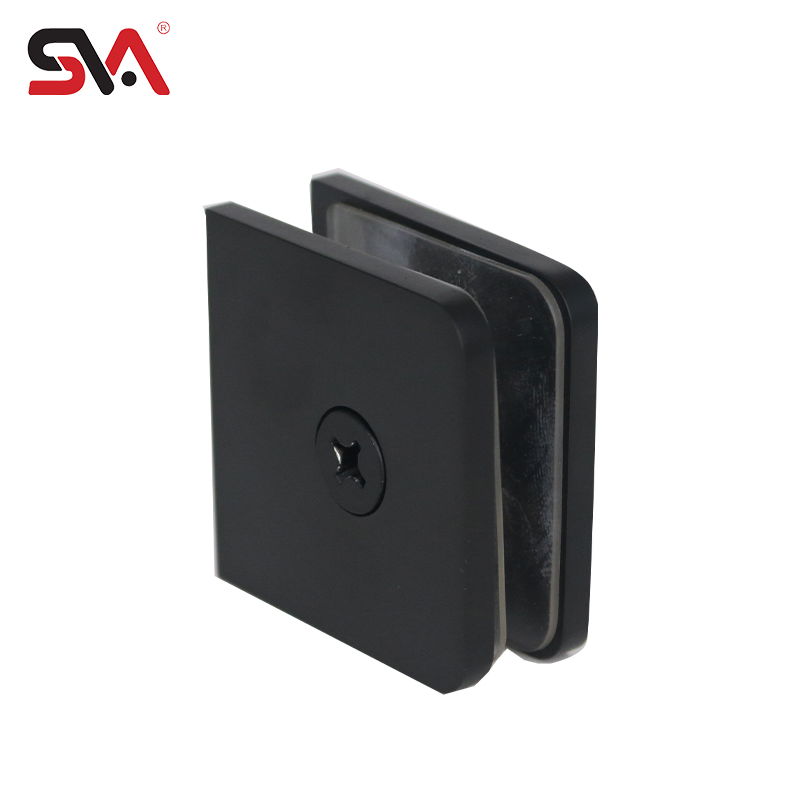 Solid Brass Matte Black for 5/16"-1/2" Tempered Glass Fixed Panel Clamp Used in Residential Bath and Commercial Hotel Applications