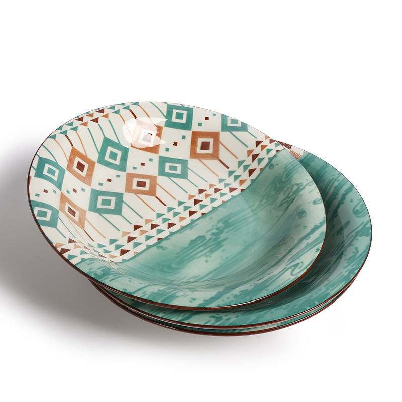 9.25"Soup Plate Under Glaze Pad Prting Ceramics Tableware Porcelainware