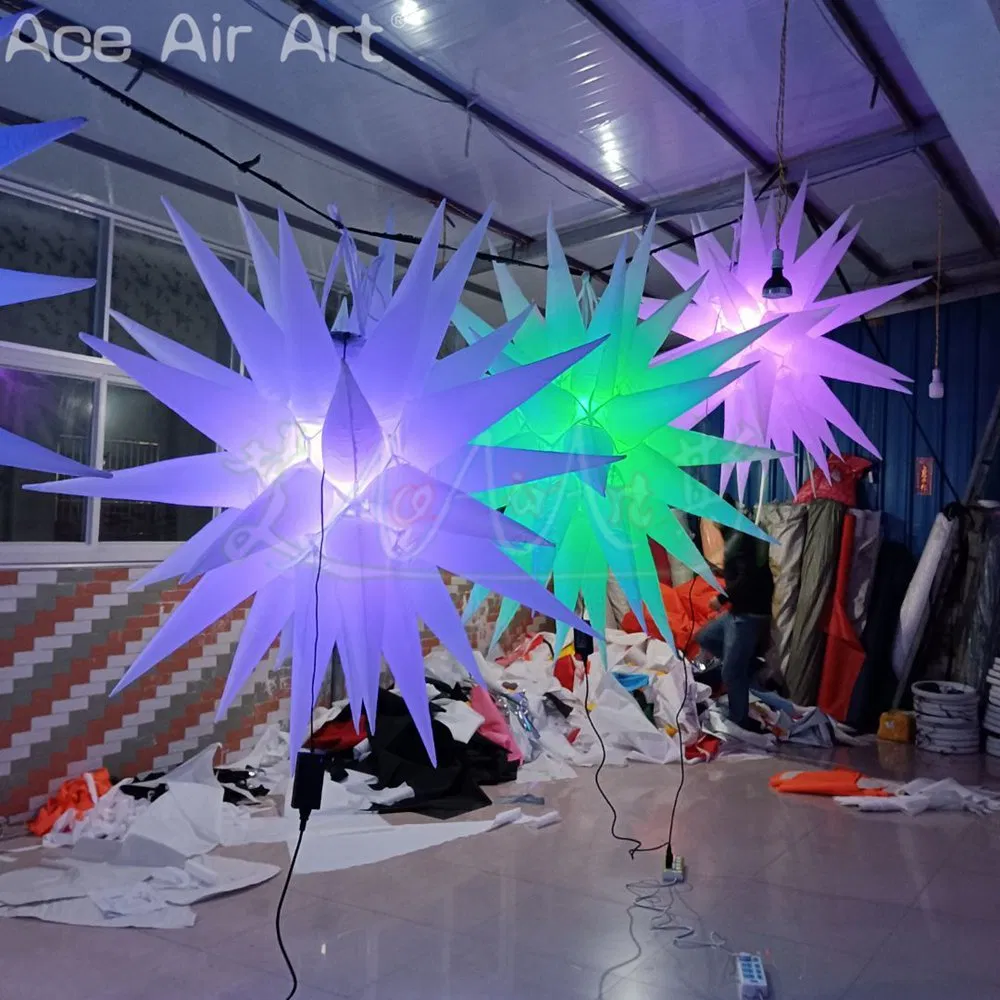 Custom Party Inflatable Star LED Hanging Spiked Balloons with Light for Event Show or Stage Decor
