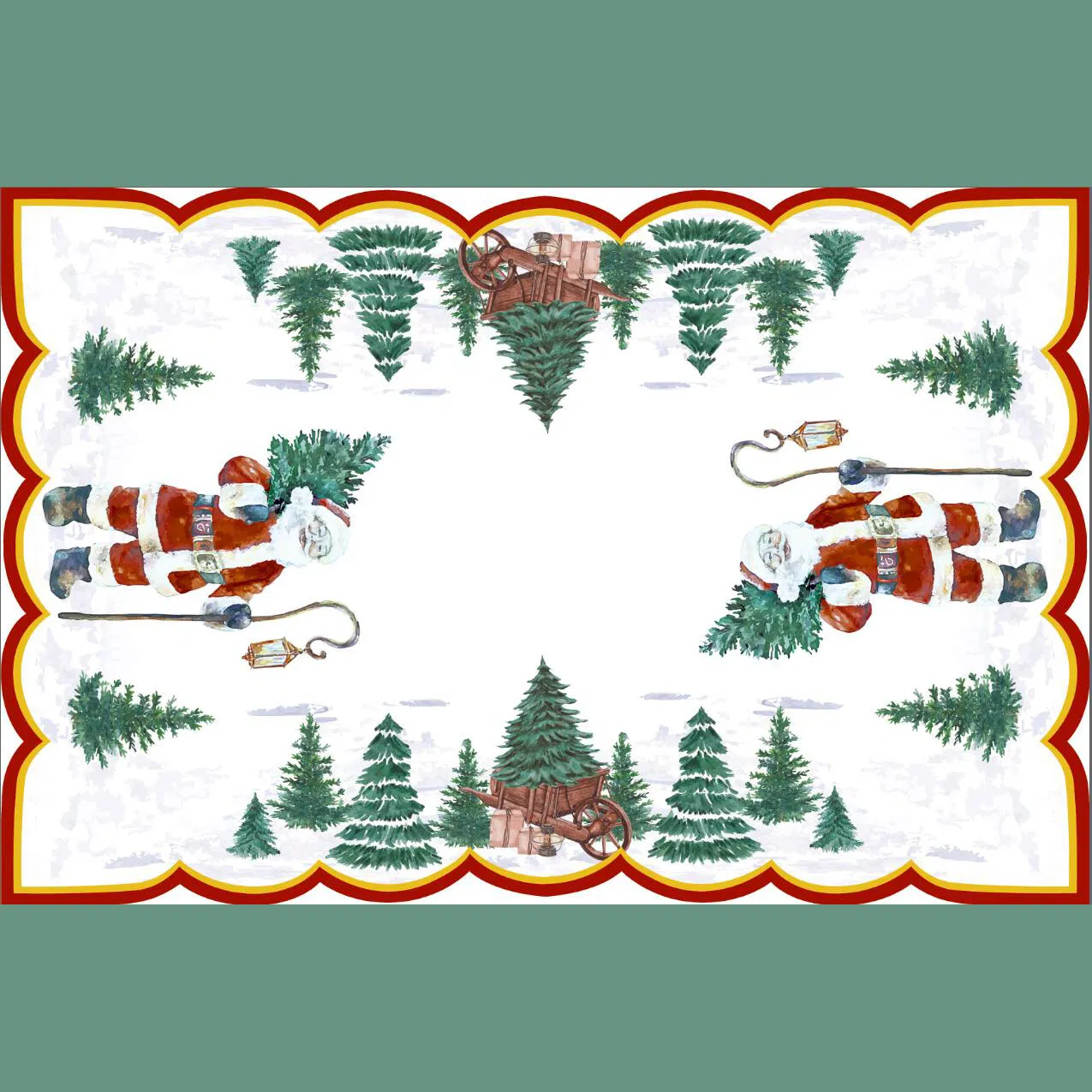 Christmas Tree Party Table Cloth Winter Snowman Tree Placemat Table Cover for Xmas Party Supplies