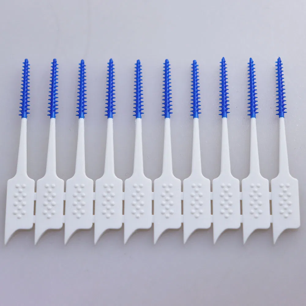 Oral Care Disposable Toothpicks Food Grade Rubber Bristles Interdental Brush