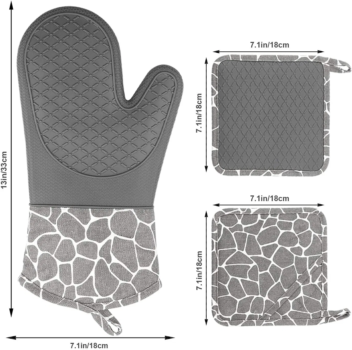 Heat Insulation Cotton Baking Household Non-Slip Oven Glove Set