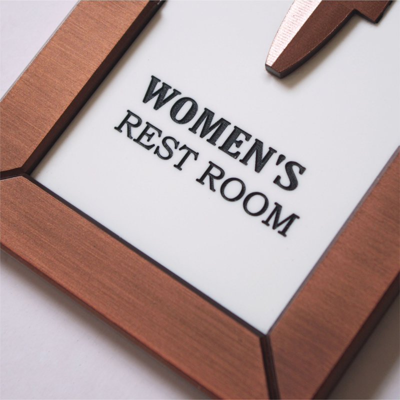 Ezd Personalized Acrylic Brass Copper Like Toilet Door Signage Plaques